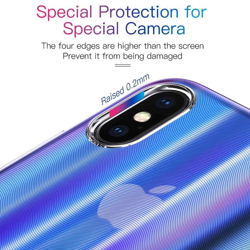 Роскошный чехол Baseus Aurora для iPhone Xs Max XR Чехлы градиентный жесткий пластиковый