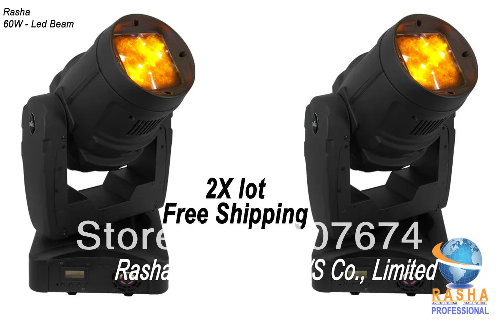 

2X lot Free Shipping Factory Direct 60W LED Moving Head Beam light- Sharp lens & Bright USA Luminus Led 60W Moving Head Beam