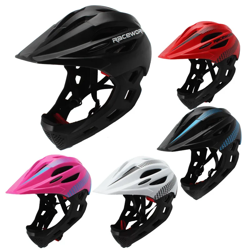 

Children's Balance Bike Slide Step Bicycle Skating Roller Helmet Full Face Detachable Protection Chin Bicycle Baby Safety Hat