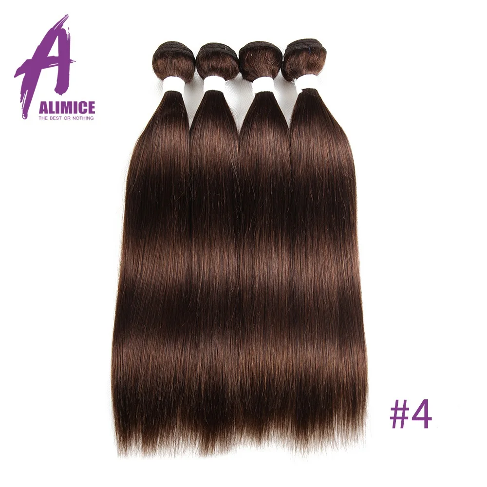 Alimice Peruvian Straight Hair Bundles Human Hair Extensions 4Bundles #1B#4#27#30#33#99Burgundy Ombre Hair 8-26inches Remy (3)
