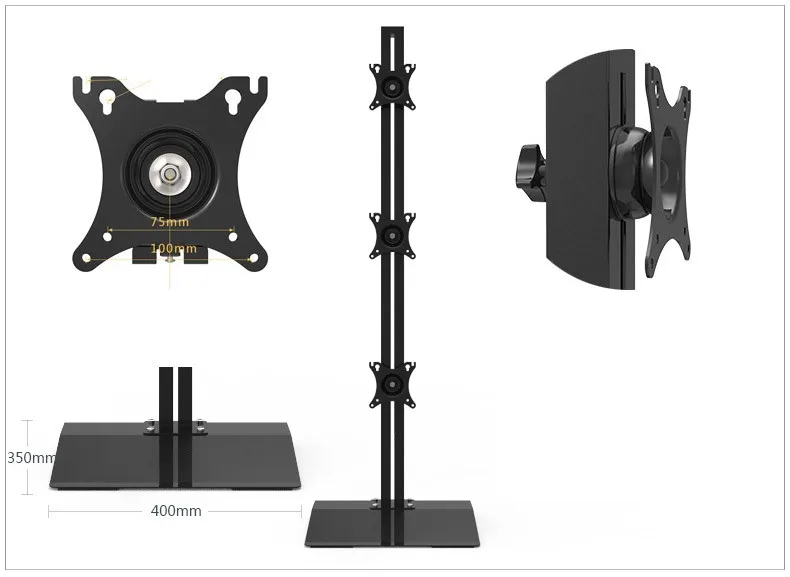 Настольная подставка/напольная стойка полное движение вертикальное расположение тройной экран монитор держатель S036