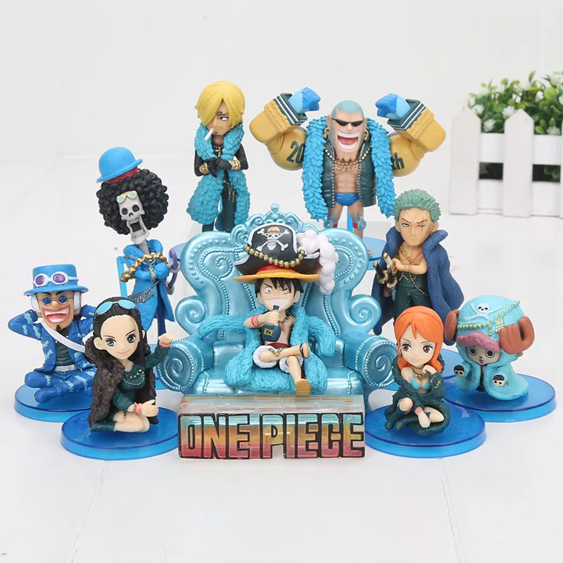 

Anime One Piece 20th Anniversary Luffy Zoro Sanji Robin Nami Chopper Usopp Brook Franky Q Version PVC Figure Toys 10styles