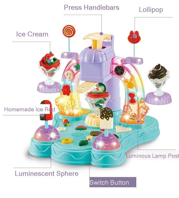 Детские творческие 3D головоломки освещение музыка мороженое машина цвет глины набор детский сад ролевые игры родитель-ребенок интерактивные игрушки