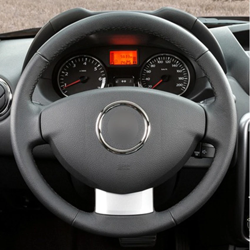 GKMHiR DIY чехол на руль черный искусственный кожаный чехол рулевого колеса автомобиля для Renault Duster Dacia Duster 2011