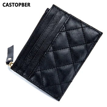 

Women Mini Coin Purse Leather For Girls Sheepskin Leather Genuine Quilted Ladies Small Wallet Card Holder Designer Fashion Bag