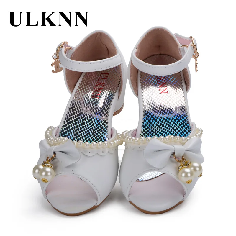 ULKNN Enfants Children Sandals Kids Girls Wedding Shoes Dress Party Pearl Shoes For Baby Girls Soft Leather Princess Sandals