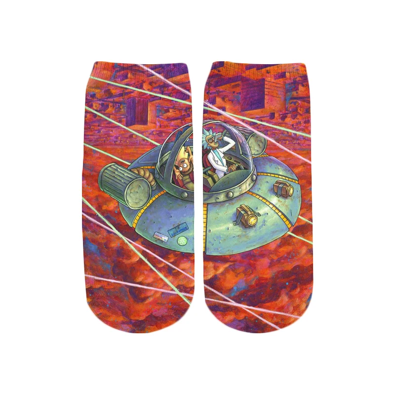PLstar Cosmos/Новинка года; милые хлопковые короткие носки с 3D принтом с рисунком Рика и Морти для женщин; корейские носки в стиле Харадзюку