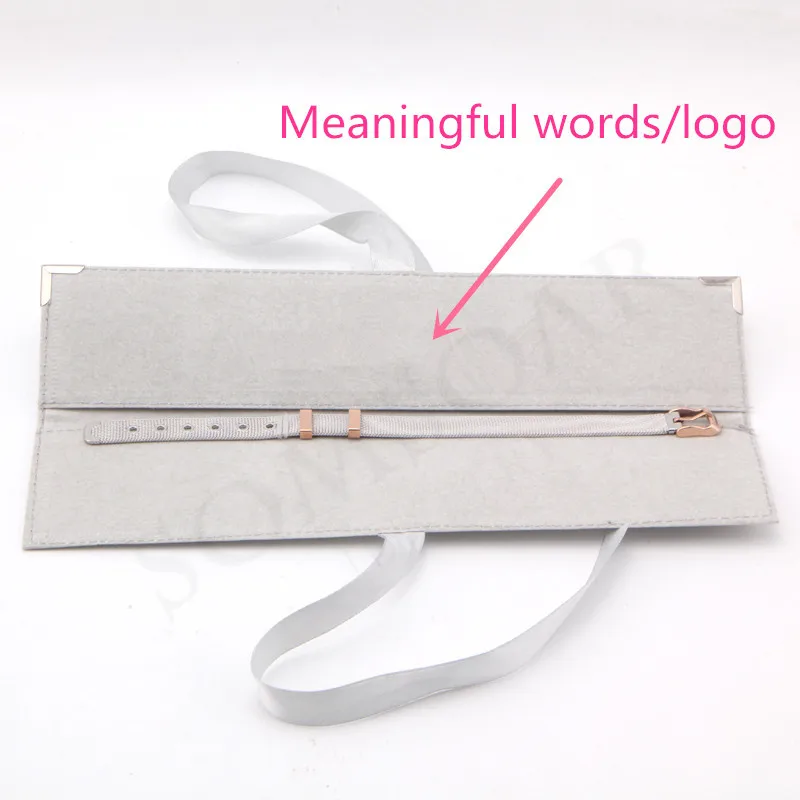 

"PRESELL PRODUCT" Somsoar Jewelry 24.5*5.5cm Rectangle lint bag fit 21cm Mesh Bracelet Leather Wrap Bracelets Bangle