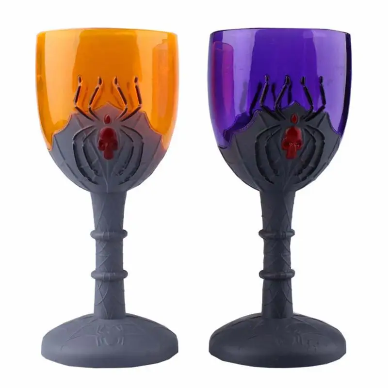 

Holloween Spoof Props Goblets 3D Effect Luminous Spider Terrorist Wine Cup Haunted House Bar KTV Beer Mug Goblet Random Color