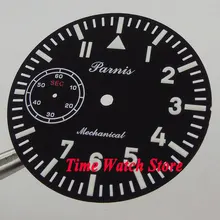 Parnis 38,9 мм черный циферблат Белые Знаки Светящиеся подходят для механических ETA 6497 часовой механизм Циферблат D109