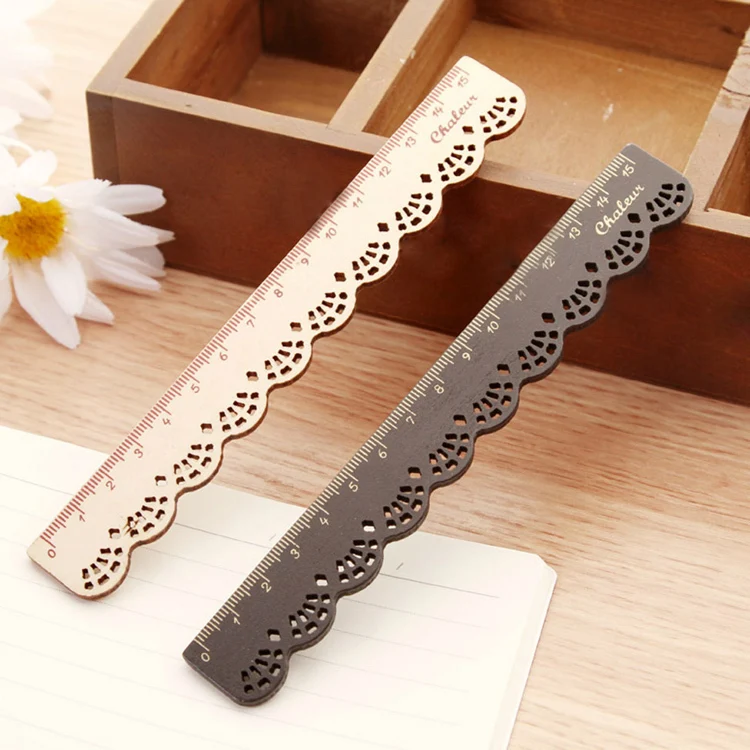 

Korea Cute Stationery Long Straight Ruler Lace Pattern Wood Ruler Stationery For School Office Accessories 06001