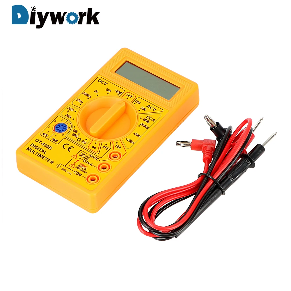 

DIYWORK DT-830B Electrical Instrument Analysis Instrument Ohmmeter Volt Tester Multimeter LCD Auto Range Digital Voltmeter