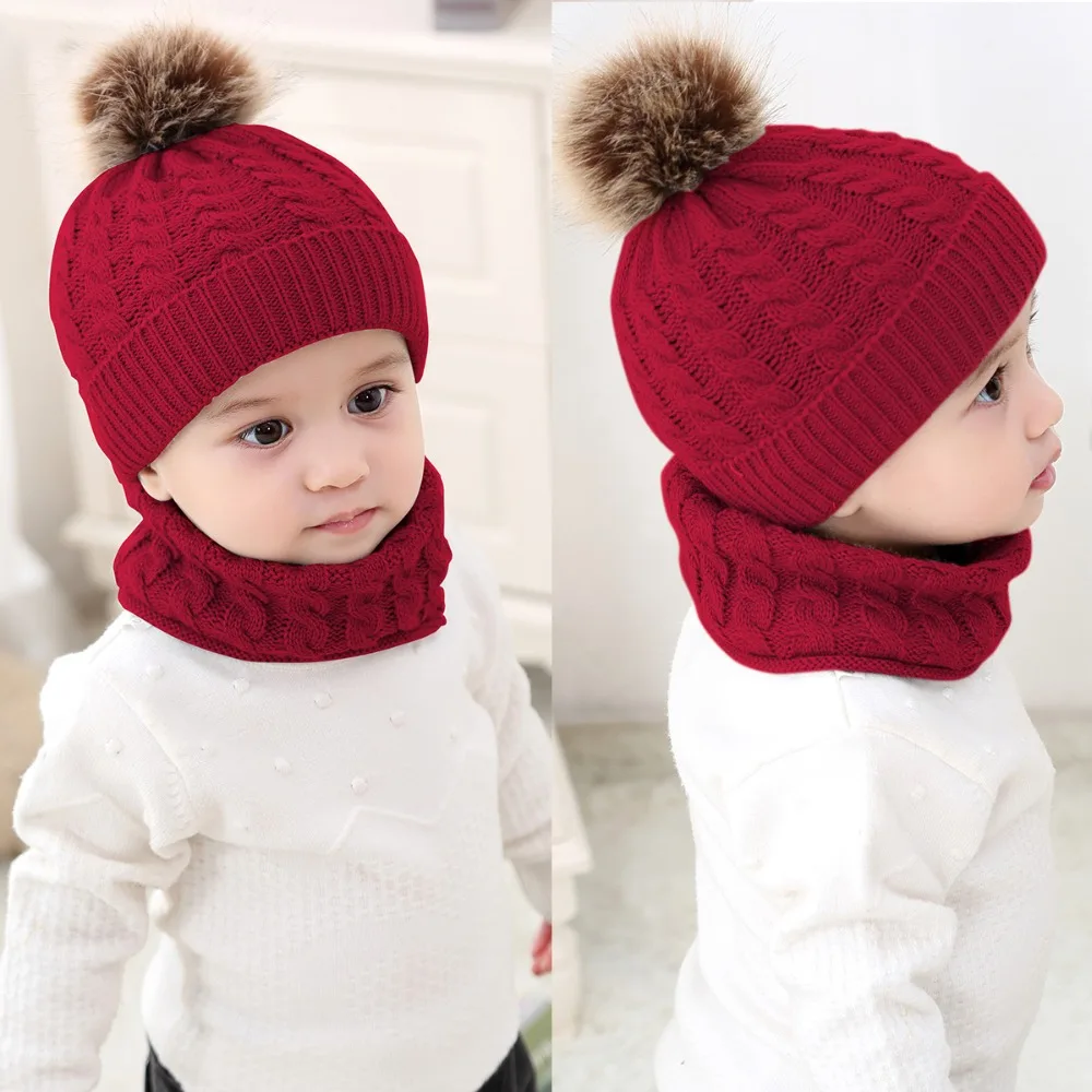 

Puseky Adorable Hotest Toddler Infant Baby Girls Boys Warm Hat Winter Hooded Scarf Ear flap Knitted Cap Cute Gift Suit For 0-2Y