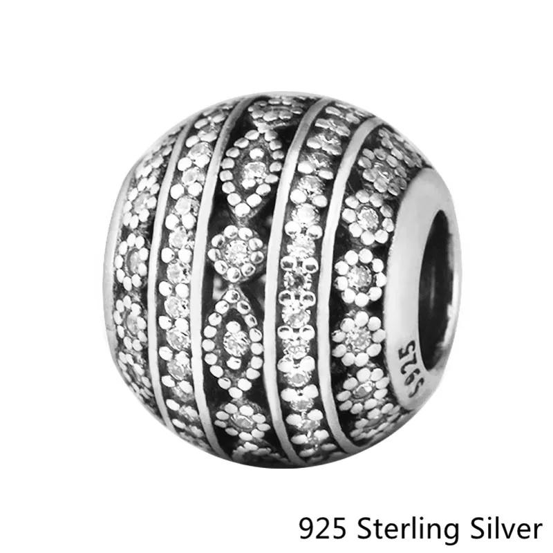 

925 Sterling Silver Glittering Shapes Charm Bead Fit Brand DIY Women Bracelet Jewelry Making