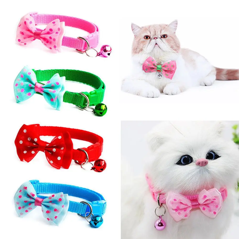 

1Pcs Hot Sale Pet Bowknot Adjustable Necktie Collar Cute Bow Tie Bell Pet Decorations Products Cat Collars Supplies