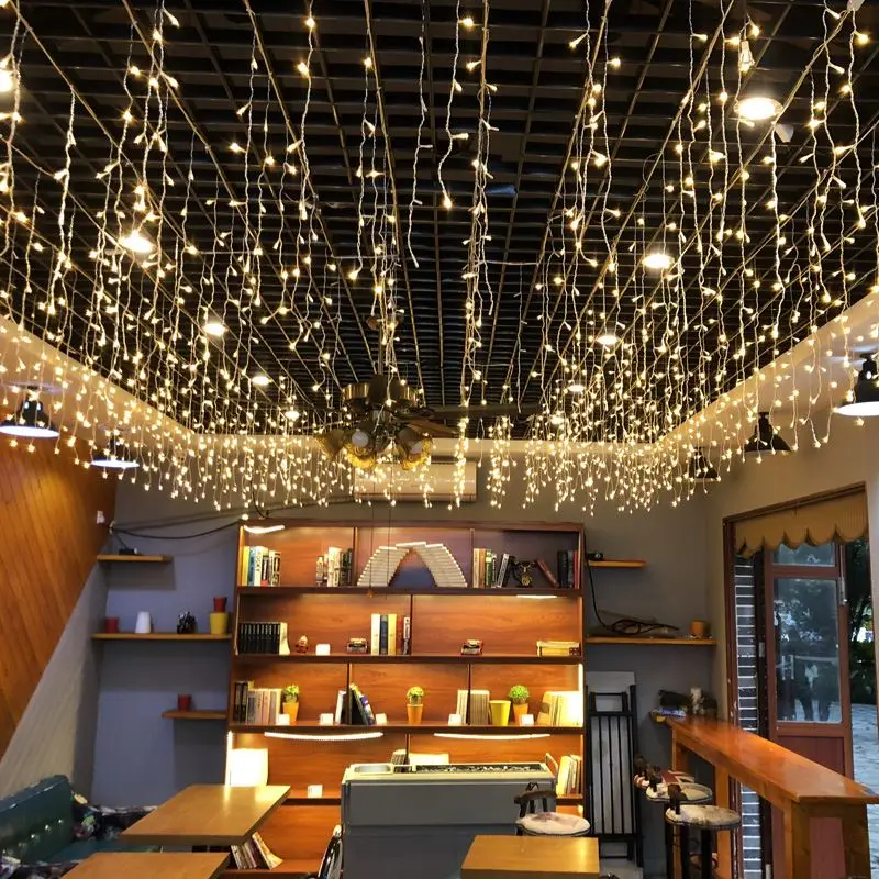 

Connectable 4M Droop 0.4m 0.5m 0.6m LED Curtain Icicle String Lights For Ramadan New Year Christmas Wedding Indoor Decoration
