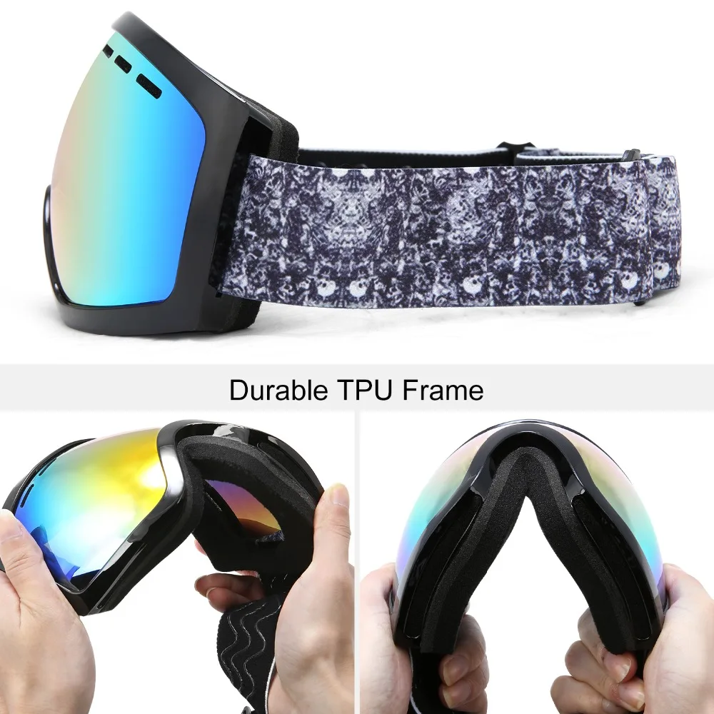 KUTOOK مزدوجة العدسات نظارات تزلج على الجليد نظارات الأشعة فوق البنفسجية حماية الرجال النساء الثلوج قناع الشتاء الثلج التزلج الجبلية المعدات