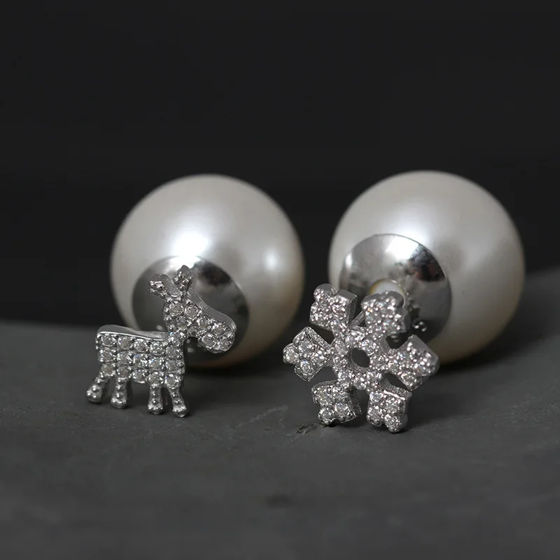 Amxiu 1,6 cm Süßwasserperlen-Ohrringe, 100 % 925er Sterlingsilber, Ohrringe, volle Zirkone, Ohrringe für Frauen und Mädchen, Party-Zubehör – Detail 2