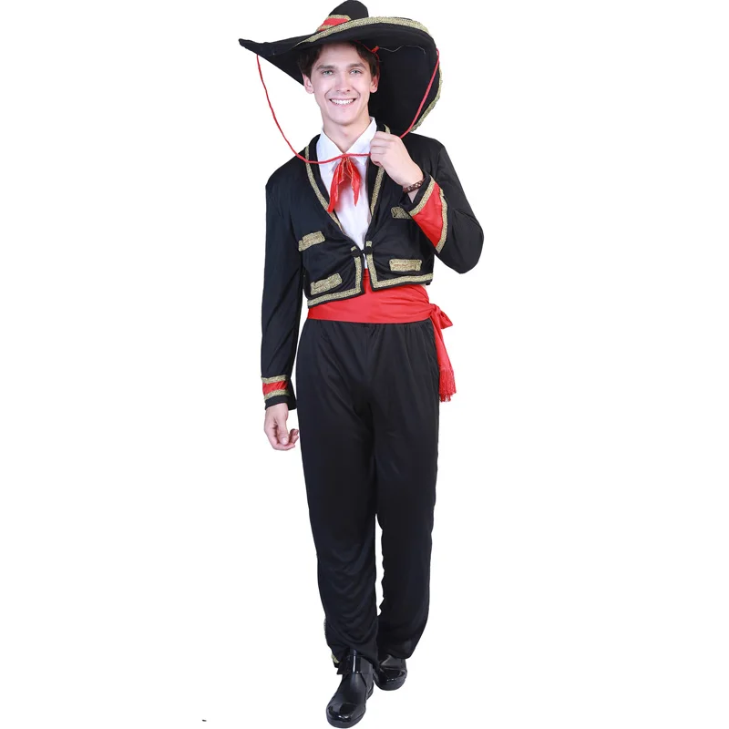 

H&ZY Halloween Purim Carnival West Cowboy Cosplay Adult Man Mexican National Costume Mariachi Party Set Matador Uniform with Hat