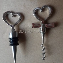 Сердце Форма любящая Пара Красное вино открывалка для бутылок и пробка комплект FedEx, 100 шт./лот