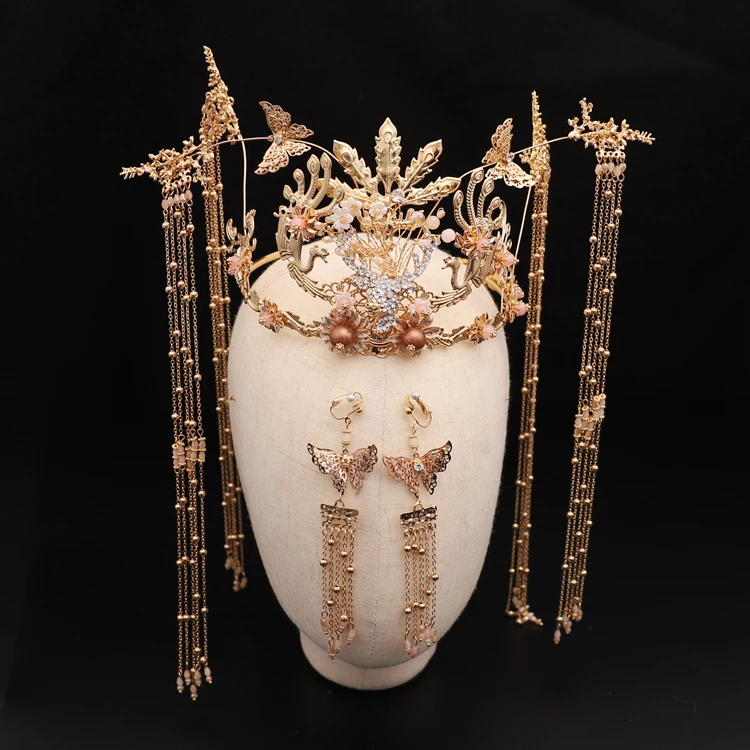 

Alloy Handmade Long Tassel Vintage Brides Hair Accessories Chinese Classical Wedding Headdress Jewelry Hair Combs Hairwear