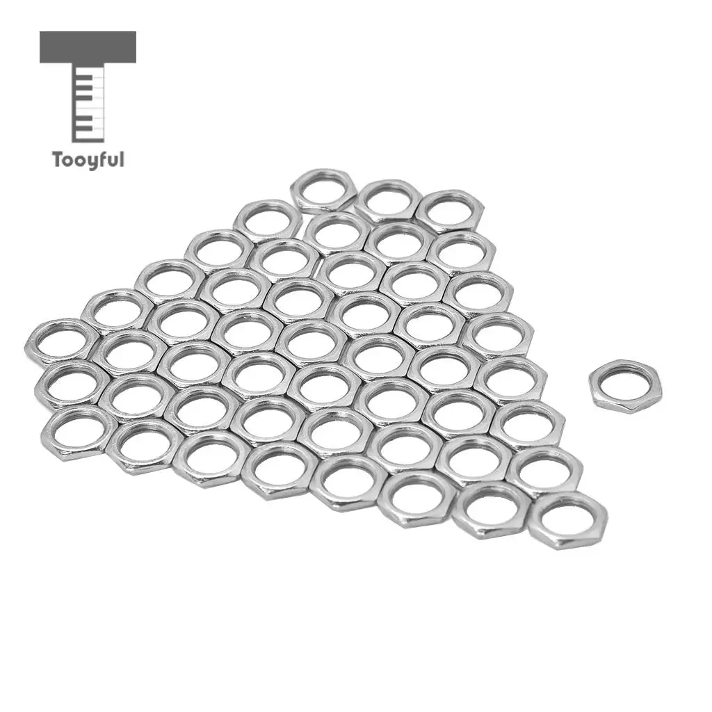 Tooyful 50x Guitar Nuts Thin Nuts Dia. 8mm Guitar Pots Input Output Jacks for Guitar Parts Accessories -Silver 12x8x2mm 