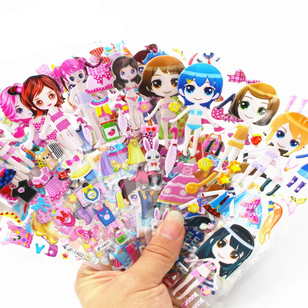 Привлекательный мультфильм одеваются аниме-наклейки 3D наклейки наклейки объемные наклейки игрушки забавные интересные девушки дети игрушки подарок стикеры наклейки на ноутбук наклейка наклейки детские наклейки аниме