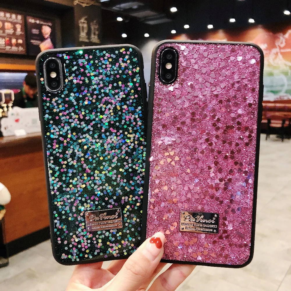 Case For iPhone X Xs Xr Xs Max 8 7 6S Plus Cover Glitter Sequins Shiny Soft Girly Case For Huawei P20 P30 Pro Mate 20 Pro Cover (1)