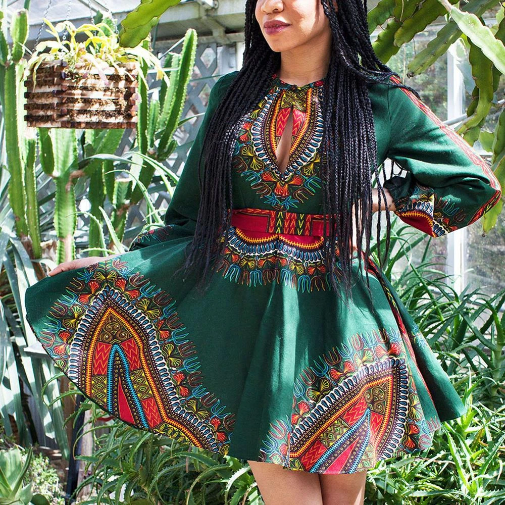 african print skater dress