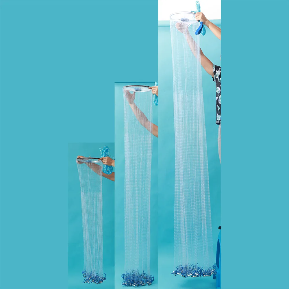 

outdoor Fishing Net Monofilament 8 Type Rings Aluminum Plate Trap Hand Throw Bait Cast Net convenient useful Fishing equipment