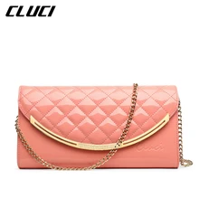CLUCI Women Shoulder Bags Patent Leather Plaid Blue Pink Yellow Green Envelope Shoulder Crossbody Bags for