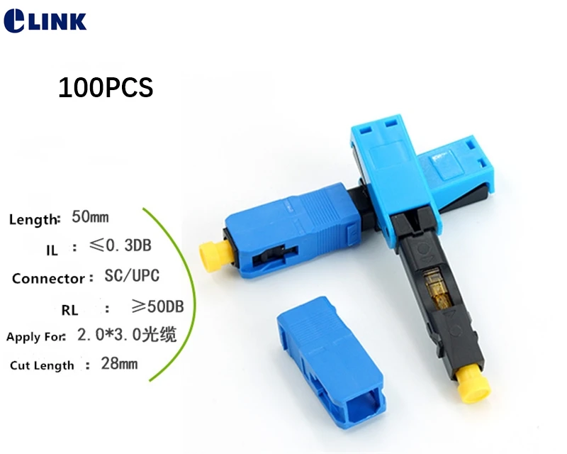 ftth SC UPC fiber fast connector quick Cold SM top ferrule IL 0.3dB field assembly connector ELINK factory sales 100pcs