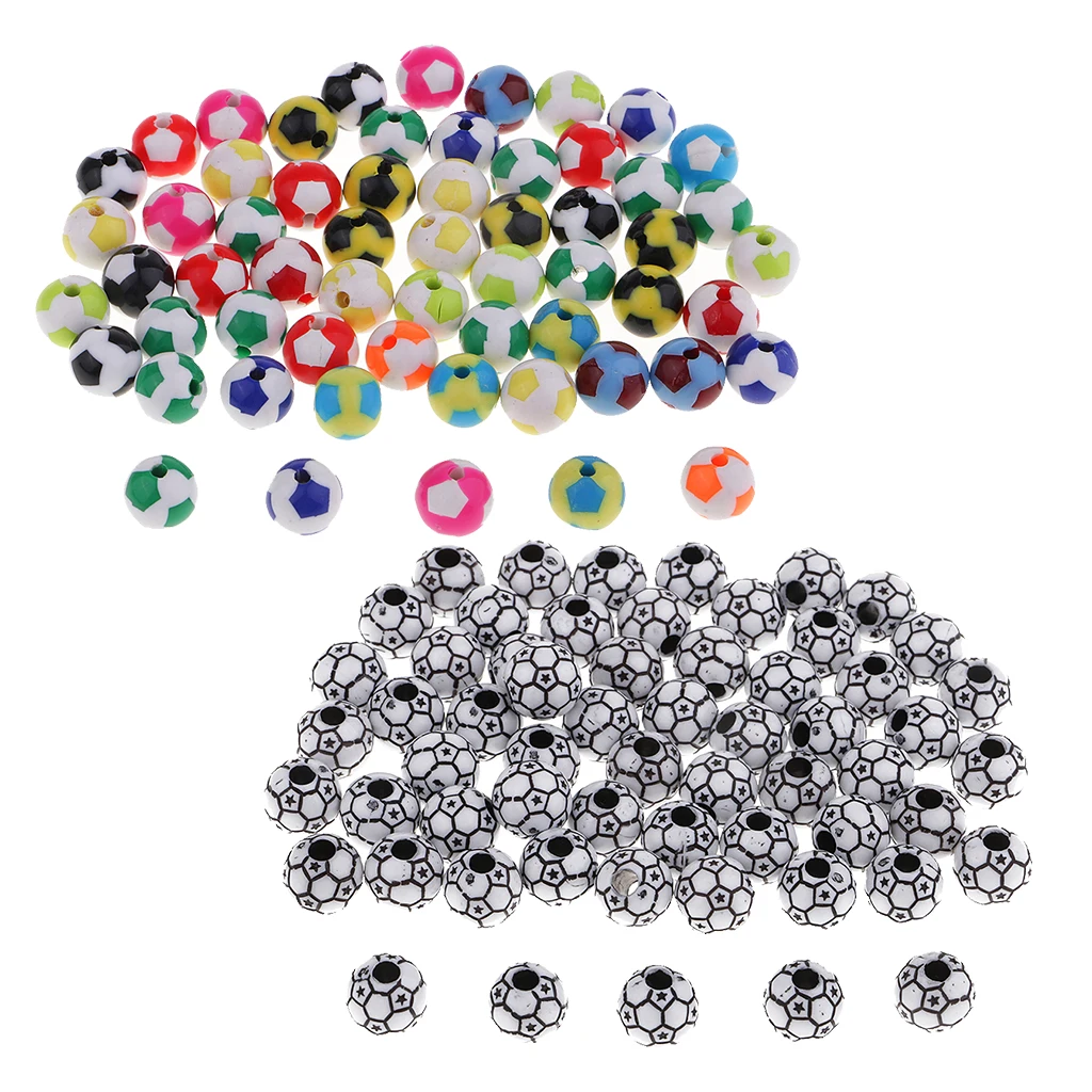 60pcs 12mm Soccer Ball Beads Fit European Charm Bracelet Jewelry DIY Findings Crafts Wholesale