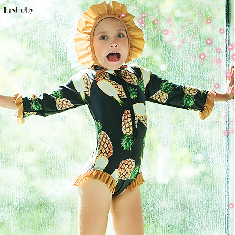 Kids For Girls Swim Suits One Piece Cute Baby Swimwear Long Sleeve Beach Children's Swimming