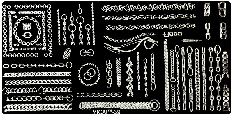 Новинка 1 шт 12,5*6,5 см металлическая цепочка панк серия пластины для штамповки ногтей YICAI-39 трафарет для ногтей шаблоны для дизайна ногтей инструменты для ногтей#39