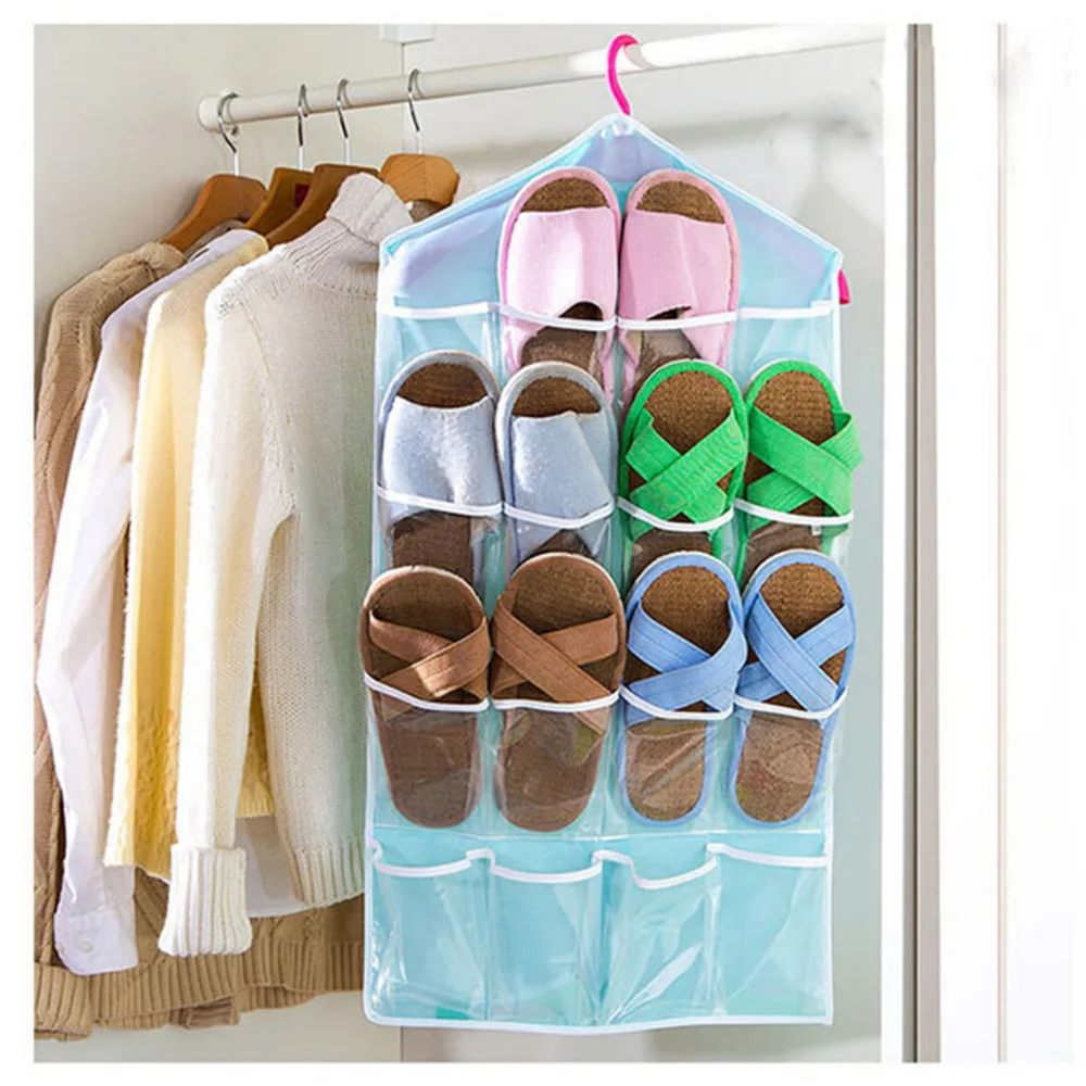 Multifunction-16-Pockets-Socks-Shoe-Toy-Underwear-Sorting-Storage-Bag-Door-Wall-Hanging-Closet-Transparent-Organizer