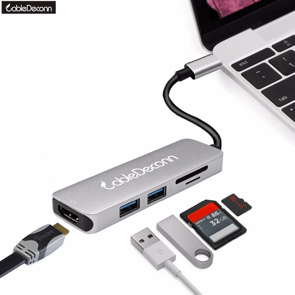 Thunderbolt 3 Hub USB C USB 3 1 Type C to HDMI 4K 30Hz 2xUSB3 0