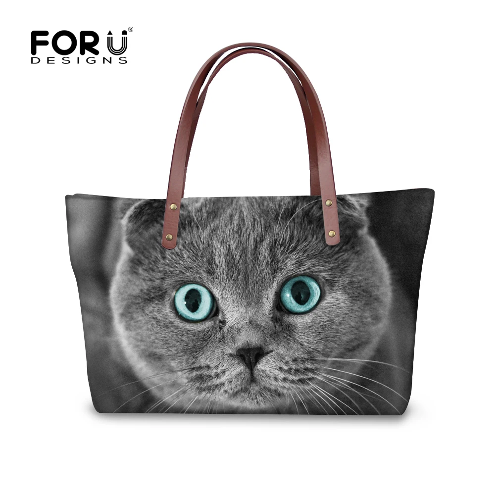 FORUDESIGNS милые британские короткие женские сумки с принтом кошки модные на плечо