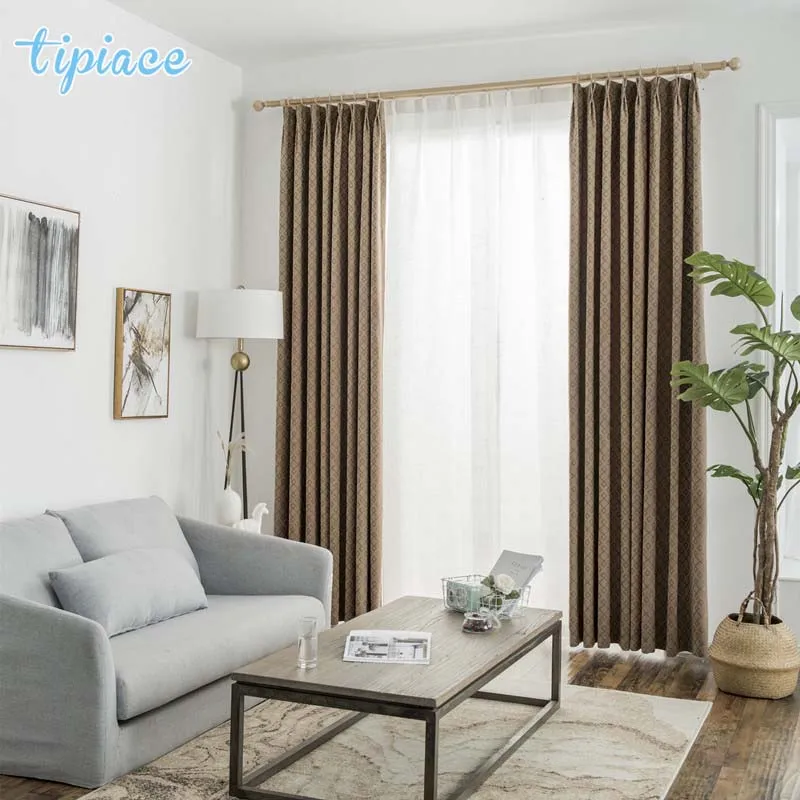 

Luxurious Emboridery Faux Cashmere Fabric Window Curtains for Living Room Bedroom European Style Dark Coffee Custom Size