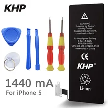 100% Original Brand KHP Phone Battery For iphone 5 5G Real Capacity 1440mAh With Machine Tools Kit Mobile Batteries