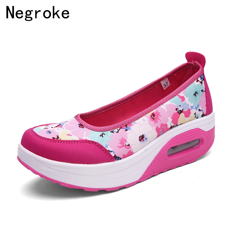 

2019 New Women Flat Platform Shoes Woman Slip On Loafers Shallow With Air Cushion Slipons Boat Flats Sapato Feminino