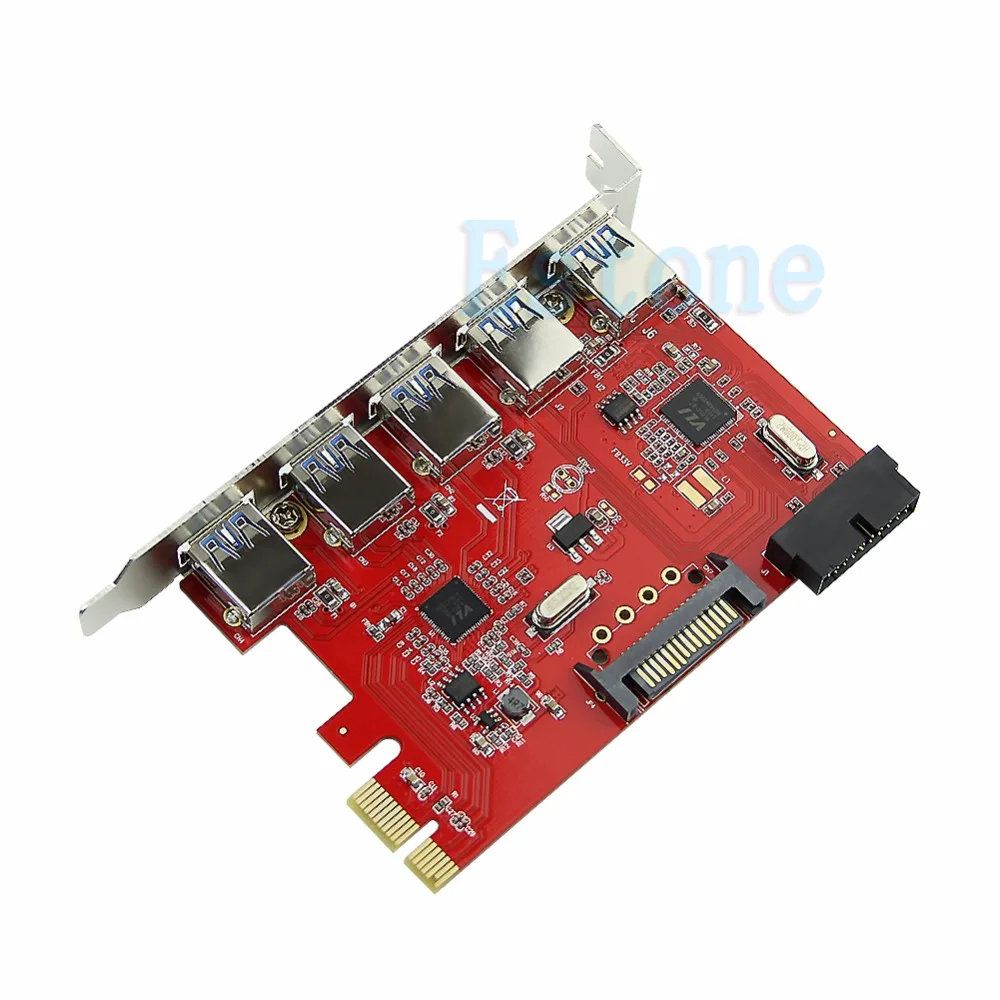 

5 Port USB3.0 HUB To PCI-E Express Card Adapter 20pin 15pin SATA for XP WIN 7 8