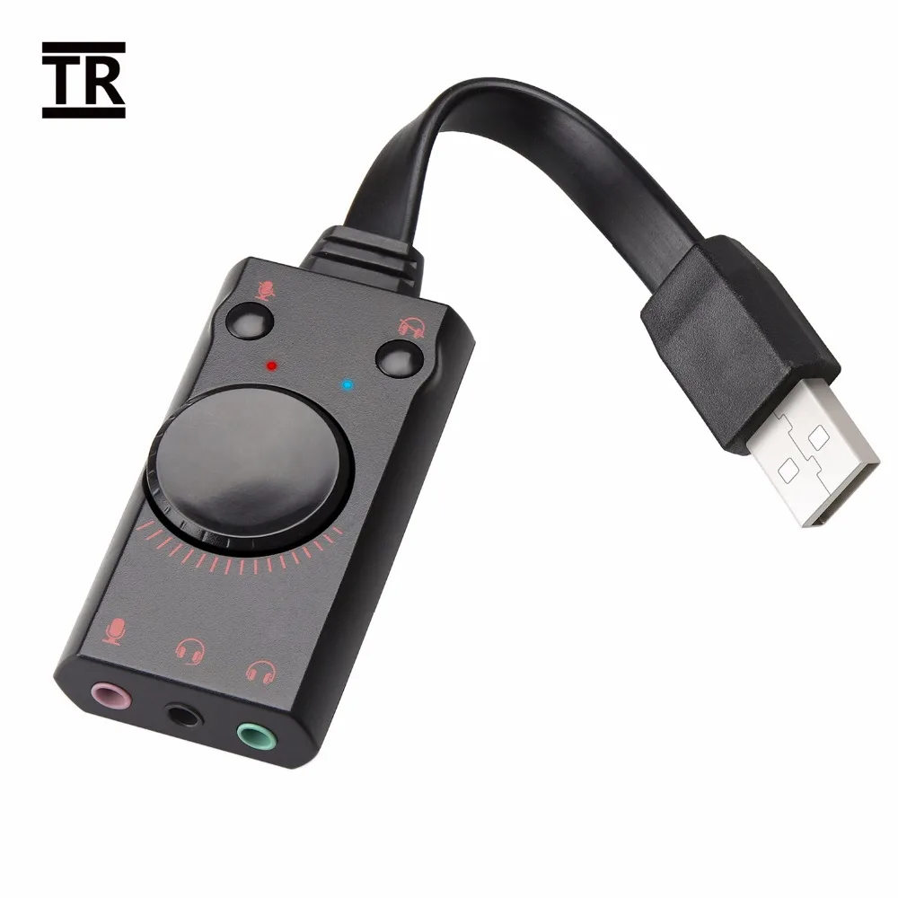 

TechRise External USB Sound Card Stereo Micro Speaker Headset Audio Jack 3.5mm Cable Adapter Mute Switch Volume Adjustment