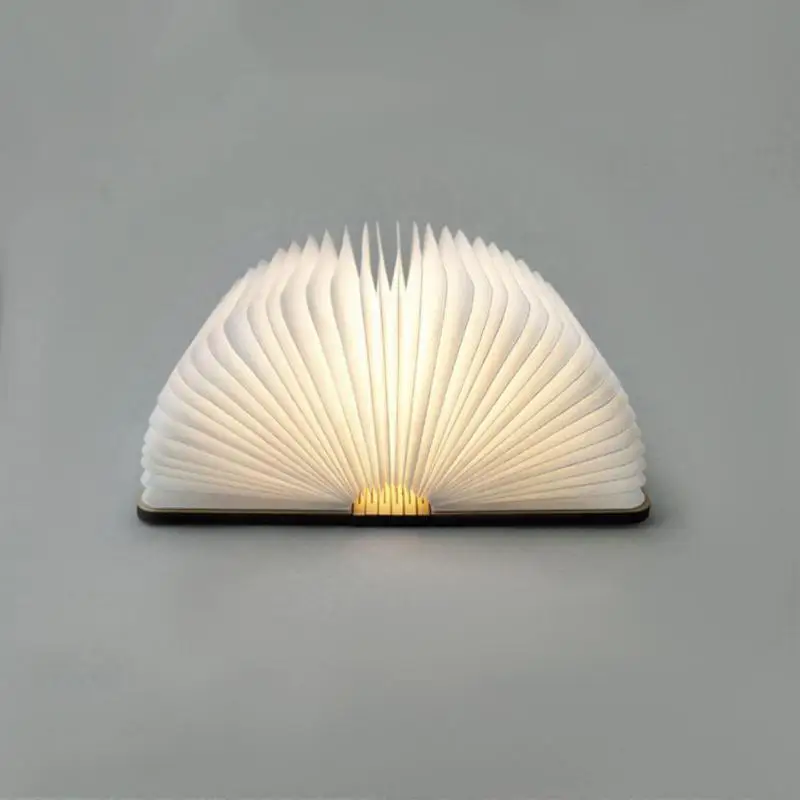 

2018 Wooden folding usb page light led bedside Book Shape table lamp Home Decoration Warm White Light