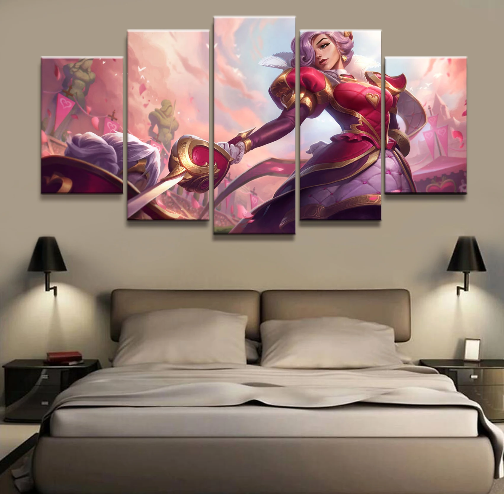 

5 Panel LOL League of Legends Fiora Laure Game Canvas Printed Painting For Living Room Wall Art Decor HD Picture Artworks Poster