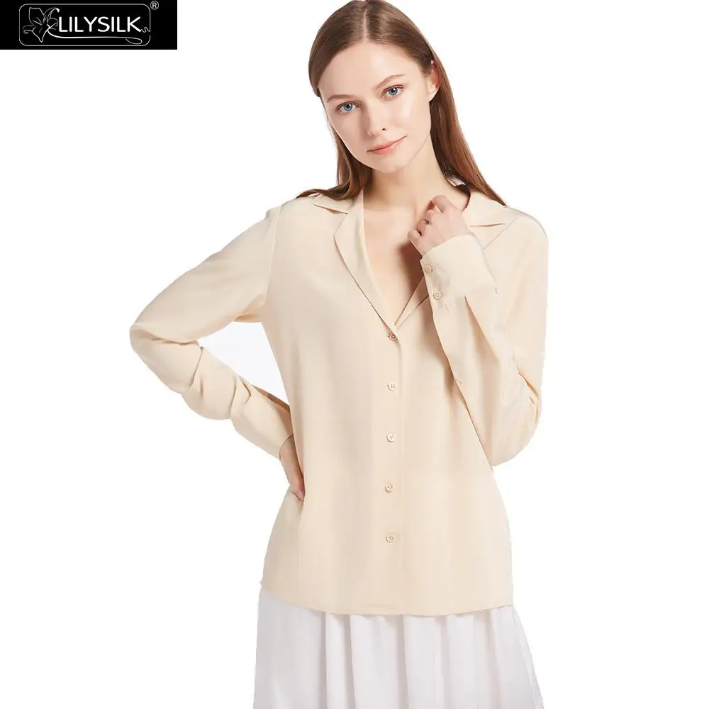

LilySilk Shirts Blouse Women Feminine Elegant Silk V Neck Button Front Ladies NEW Free Shipping