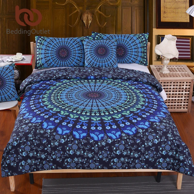 Beddingoutlet Mandala Bedding Set Bohemia Blue Duvet Cover Set