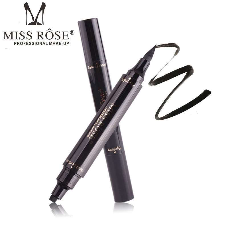 

Eyeliner stamp glitter waterproof liquid pencil miss rose cosmetics brown black 3D waterproof tail seal