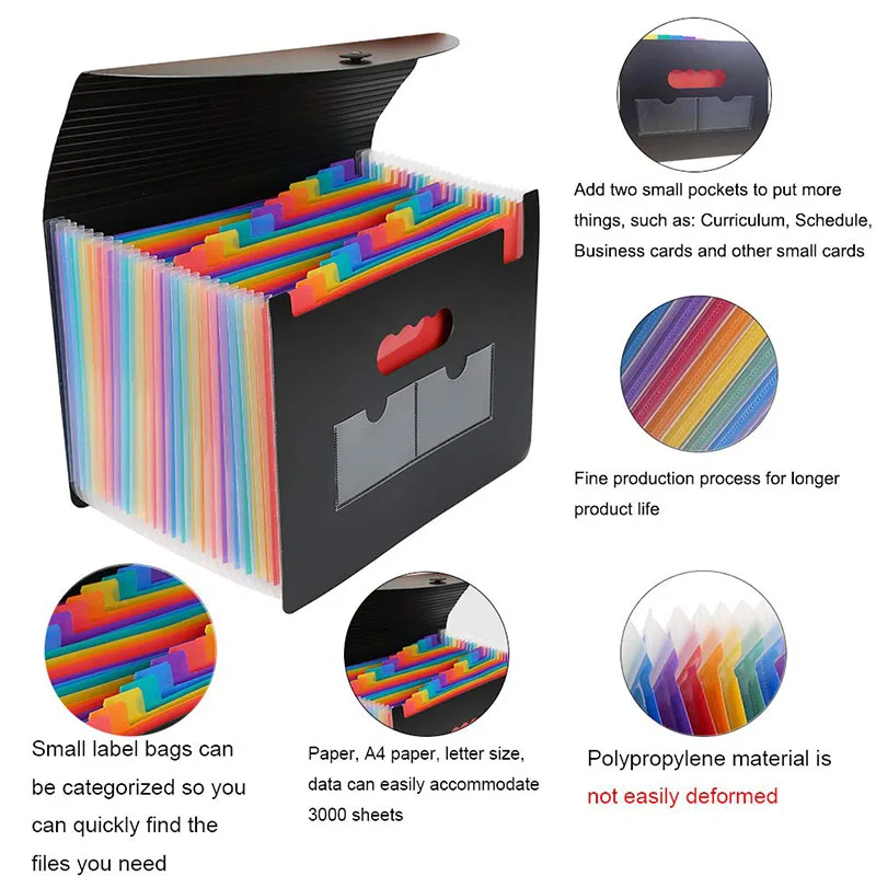 Cheap 2019 New 24 Pocket Classified Expanding File Folder A4 Paper Organizer File Document Holder Cover Business File Office Supplies