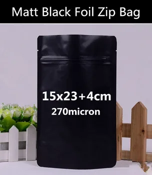 

New 50pcs 15cm*23cm+4cm(Bottom) 270mic Matt Aluminum Foil Bag Stand Up Zipper Bag Resealable Retail Bag Storage Bag